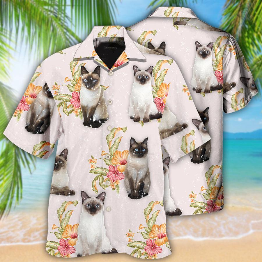 Siamese Cat Hawaiian Shirt For Summer, Cat Tropical Floral Aloha Shirts, Best Colorful Cat Hawaiian Shirts For Men Women, Friend, Team, Cat Lovers - Image 4