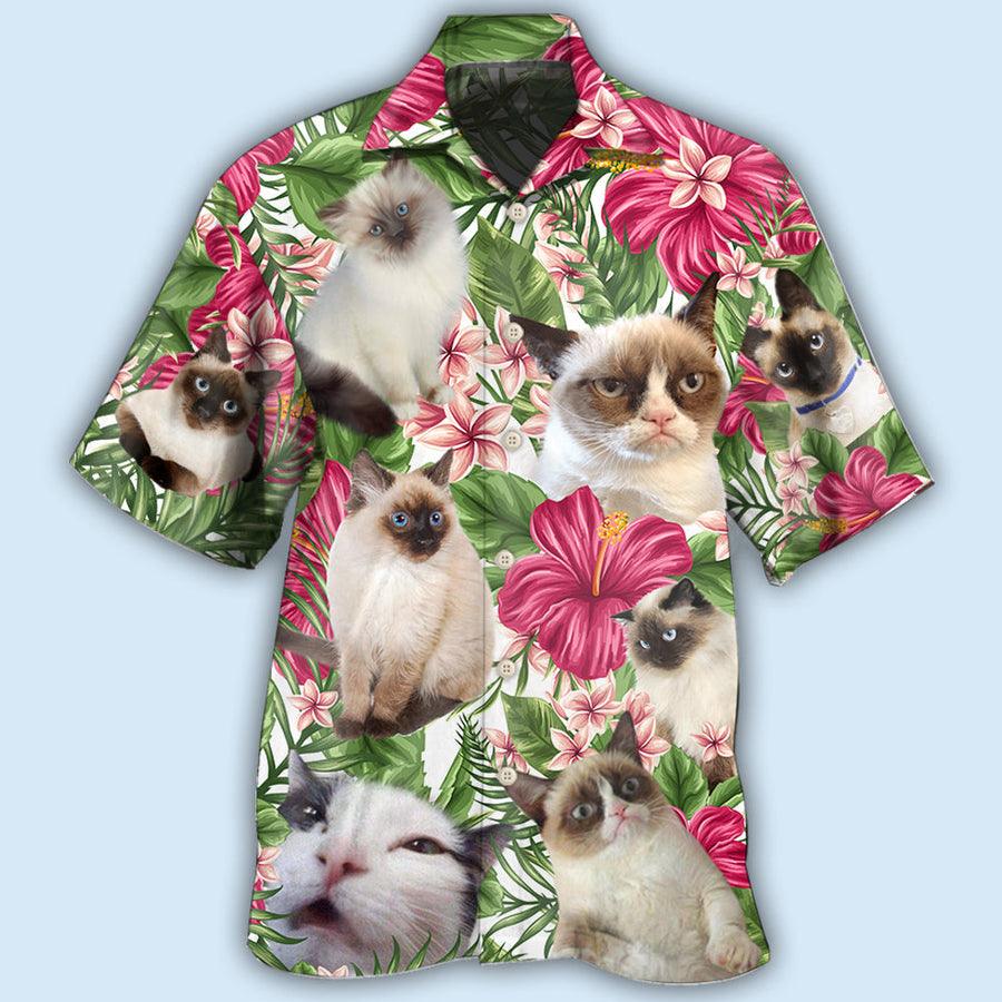 Siamese Cat Hawaiian Shirt For Summer, Cat Tropical Floral, Best Colorful Cool Cat Hawaiian Shirts Outfit For Men Women, Friend, Team, Cat Lovers - Image 3