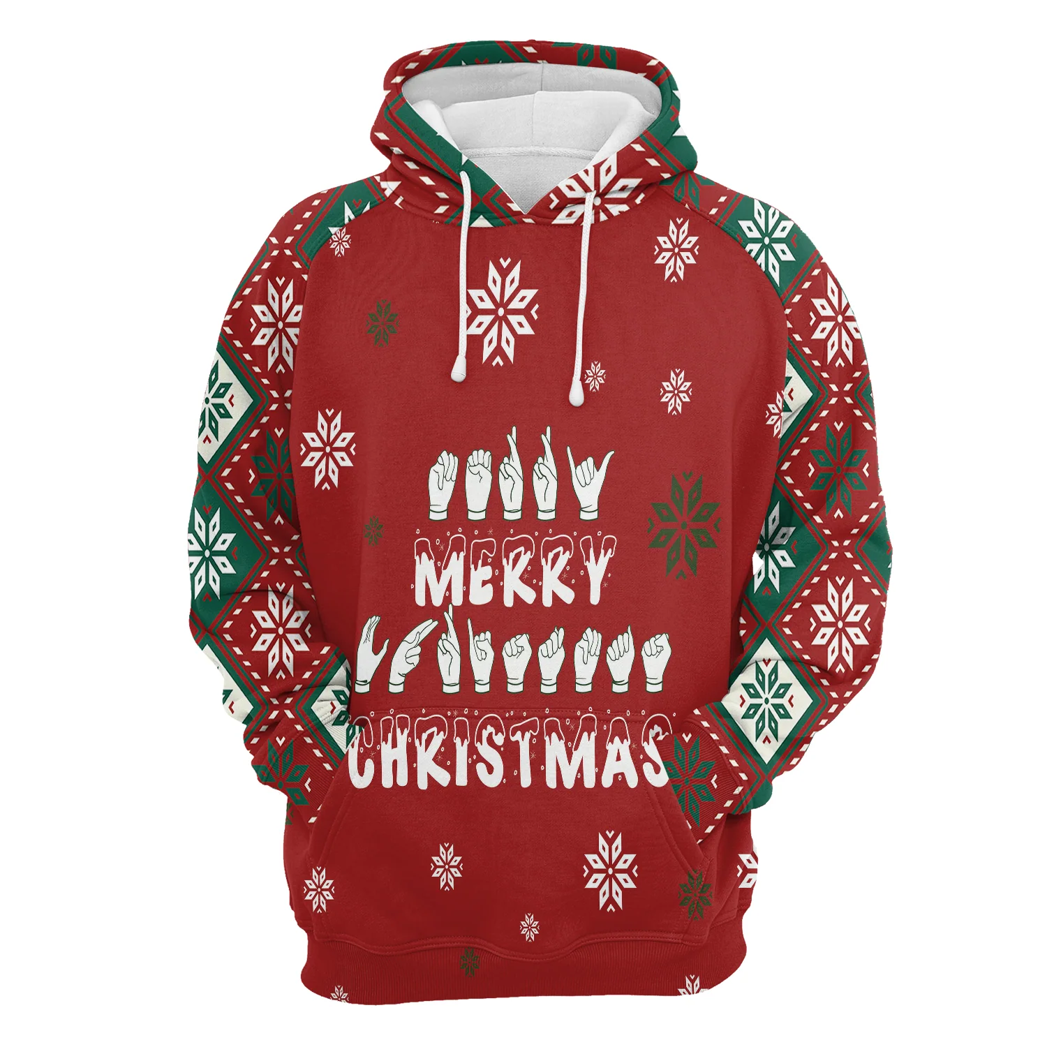Sign Language Merry Christmas Pullover Premium Hoodie, Perfect Outfit For Men And Women On Christmas New Year Autumn Winter - Image 2