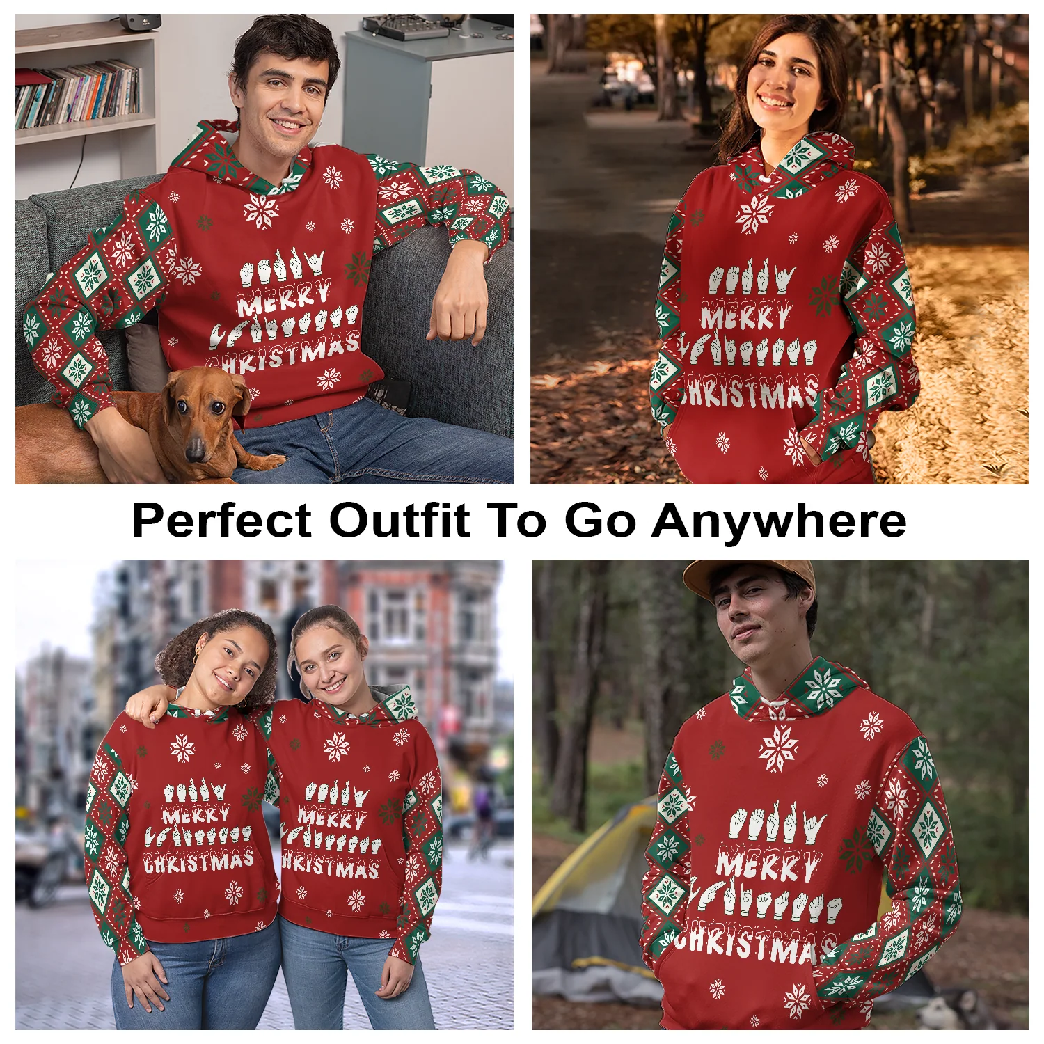 Sign Language Merry Christmas Pullover Premium Hoodie, Perfect Outfit For Men And Women On Christmas New Year Autumn Winter - Image 3