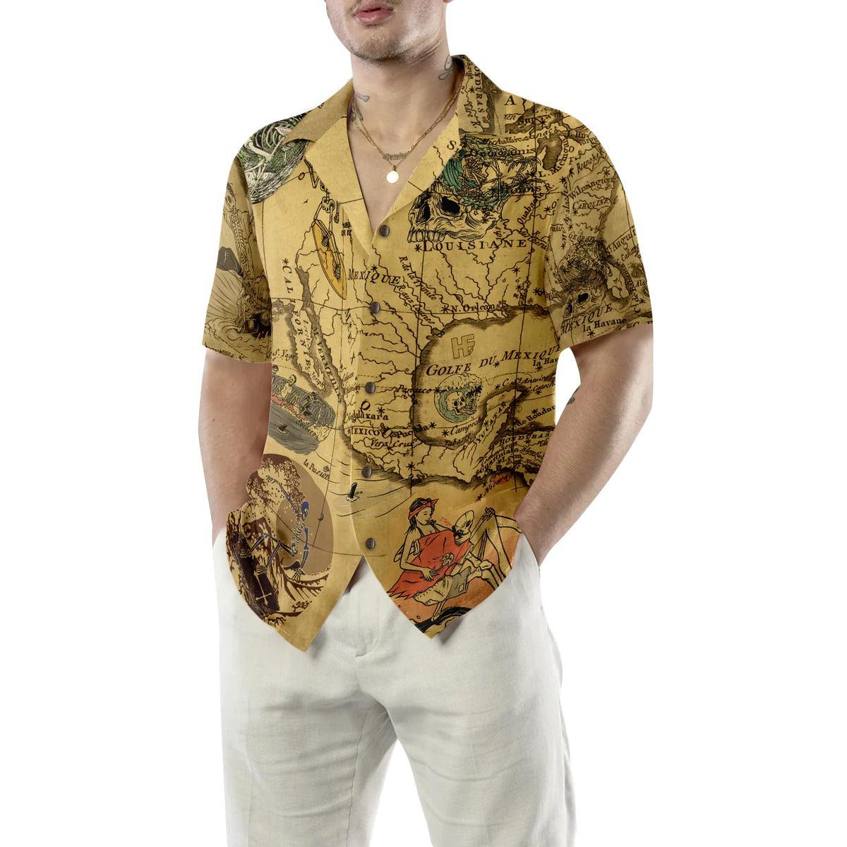 Skeleton Surfing Map Hawaiian Shirt, Surfing Hawaiian Shirt, Vintage Skeleton Aloha Shirt - Perfect Gift For Men, Women, Surfing Lover, Friend, Family - Image 4