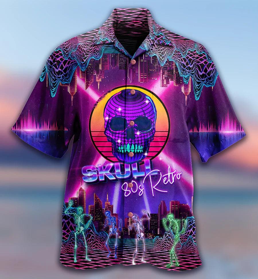 Skull Aloha Hawaiian Shirt For Summer - Skull 80s Retro Hawaiian Shirt - Dancing Skeleton Hawaiian Shirt - Perfect Gift For Men, Women, Skull Lover - Image 2