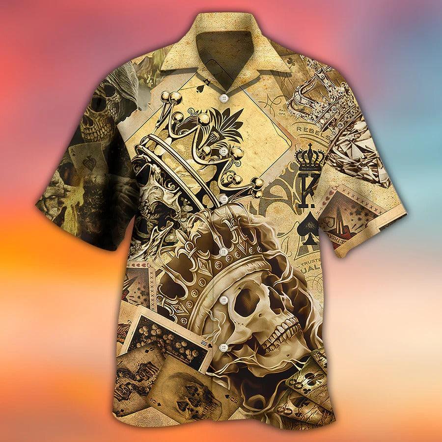 Skull Aloha Hawaiian Shirt For Summer - Skull Amazing Ace Gambling Hawaiian Shirt - Perfect Gift For Men, Women, Skull Lover
