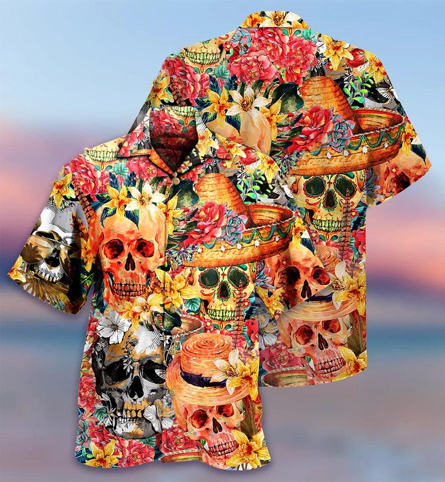 Skull Aloha Hawaiian Shirt For Summer - Skull Beautiful And Flowers Hawaiian Shirt - Perfect Gift For Men, Women, Skull Lover