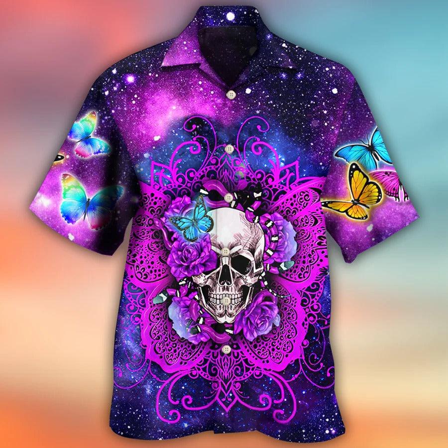 Skull Aloha Hawaiian Shirt For Summer - Skull Butterfly Snake Lighting Flower Hawaiian Shirt - Perfect Gift For Men, Women, Skull Lover - Image 2