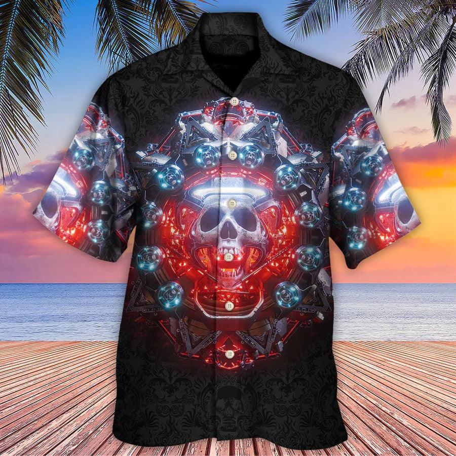 Skull Aloha Hawaiian Shirt For Summer - Skull Electric Dream Or Die Hawaiian Shirt - Perfect Gift For Men, Women, Skull Lover - Image 2