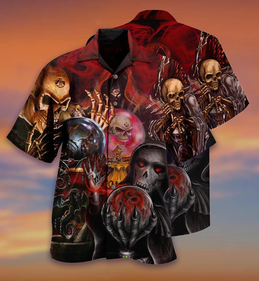 Skull Aloha Hawaiian Shirt For Summer - Skull Hello Darkness Hawaiian Shirt - Perfect Gift For Men, Women, Skull Lover - Image 2