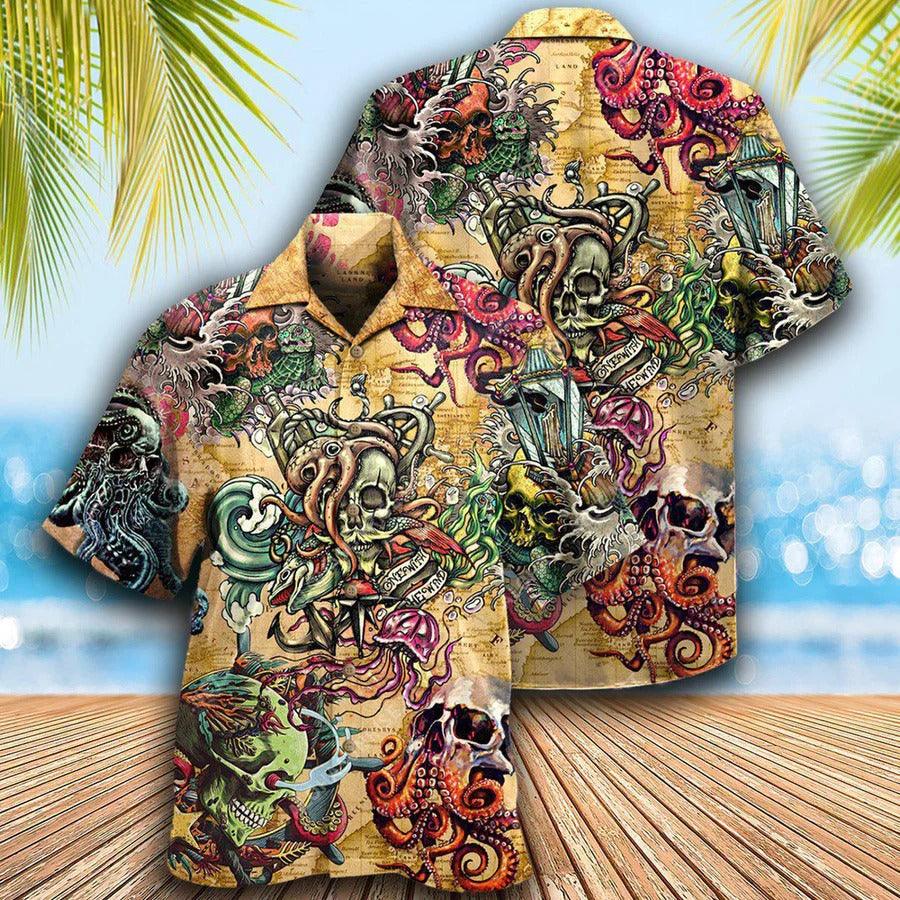 Skull Aloha Hawaiian Shirt For Summer - Skull Into The Sea Vintage Classic Hawaiian Shirt - Perfect Gift For Men, Women, Skull Lover - Image 2