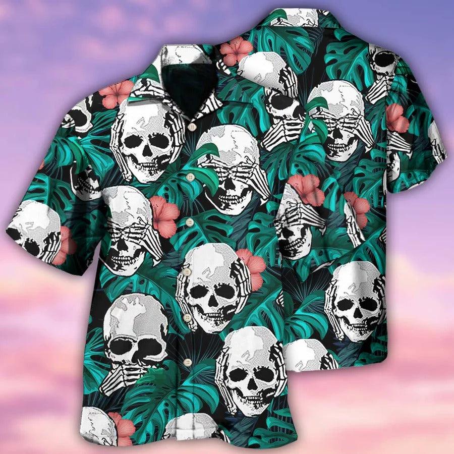 Skull Aloha Hawaiian Shirt For Summer - Skull Love Beautiful Life Hawaiian Shirt - 5 senses lock Skull Hawaiian Shirt - Perfect Gift For Men, Women, Skull Lover - Image 2