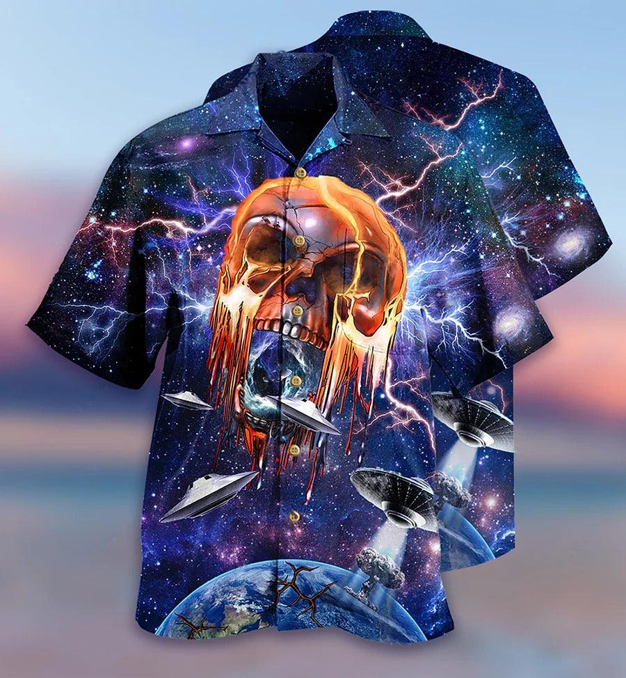 Skull Aloha Hawaiian Shirt For Summer - Skull Love Galaxy Hawaiian Shirt - Perfect Gift For Men, Women, Skull Lover