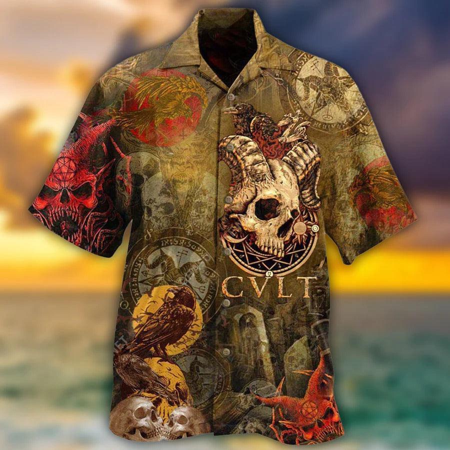 Skull Aloha Hawaiian Shirt For Summer - Skull Not Today Satan Cool Hawaiian Shirt - Raven And Blood Moon Hawaiian Shirt - Perfect Gift For Men, Women, Skull Lover - Image 2