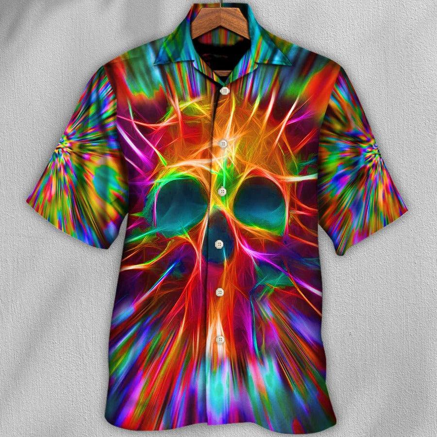 Skull Aloha Hawaiian Shirt For Summer - Skull Rainbow Color Love Style Hawaiian Shirt - Perfect Gift For Men, Women, Skull Lover - Image 2