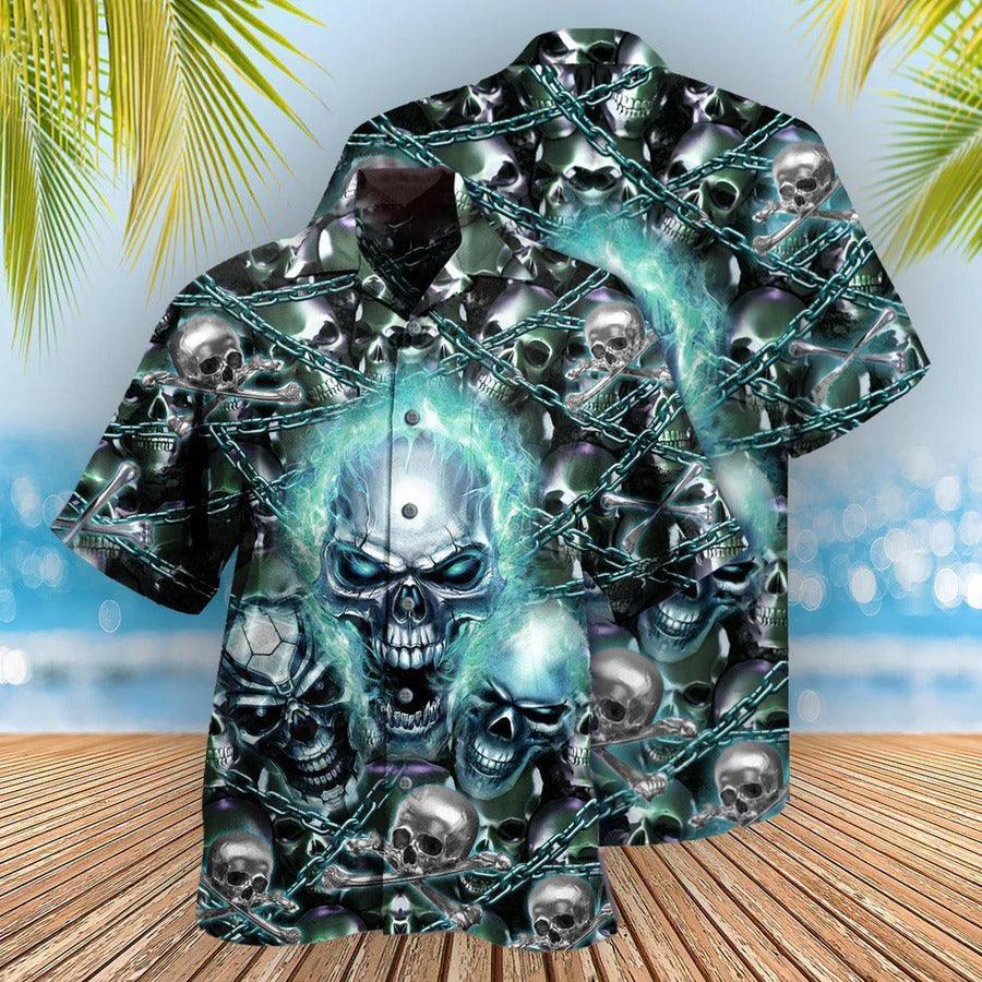 Skull Aloha Hawaiian Shirt For Summer - Skull Screaming Blue Style Hawaiian Shirt - Perfect Gift For Men, Women, Skull Lover