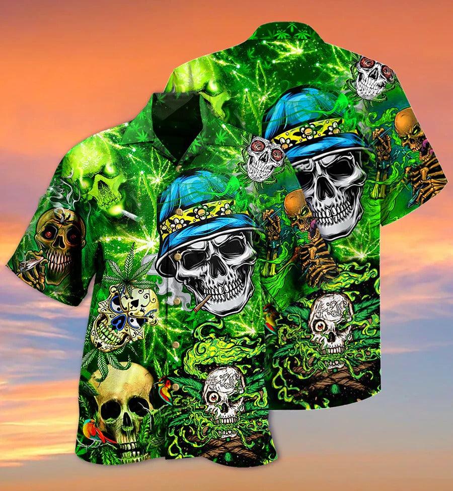 Skull Aloha Hawaiian Shirt For Summer - Skull Smile Love Green Cool Hawaiian Shirt - Perfect Gift For Men, Women, Skull Lover - Image 2
