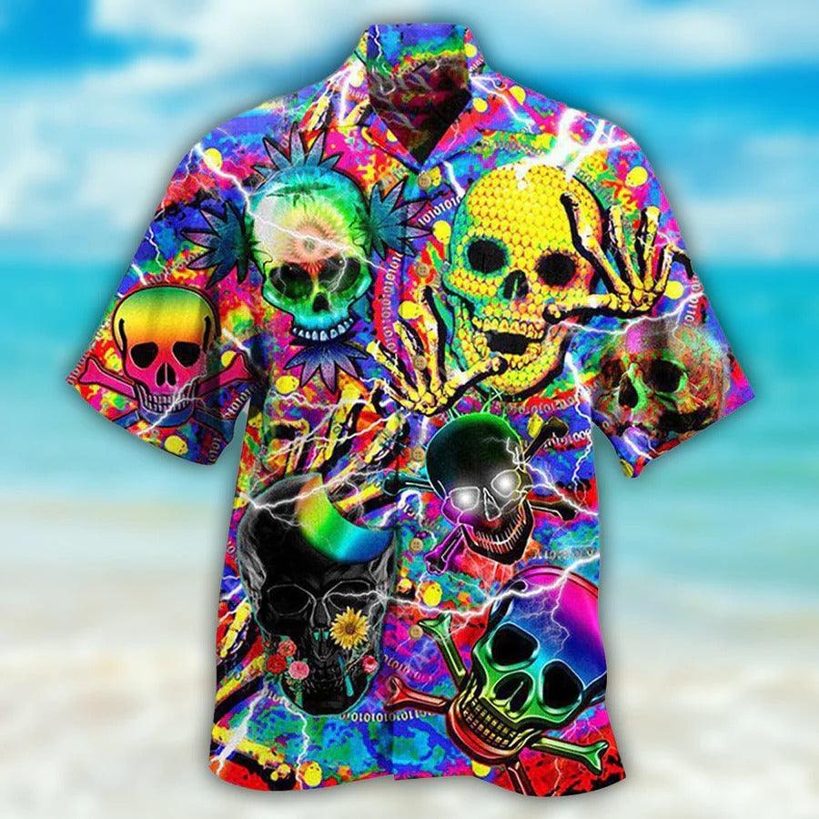 Skull Aloha Hawaiian Shirt For Summer - Skull Sweet Skull Say Hi, marijuana Skull Hawaiian Shirt - Perfect Gift For Men, Women, Skull Lover