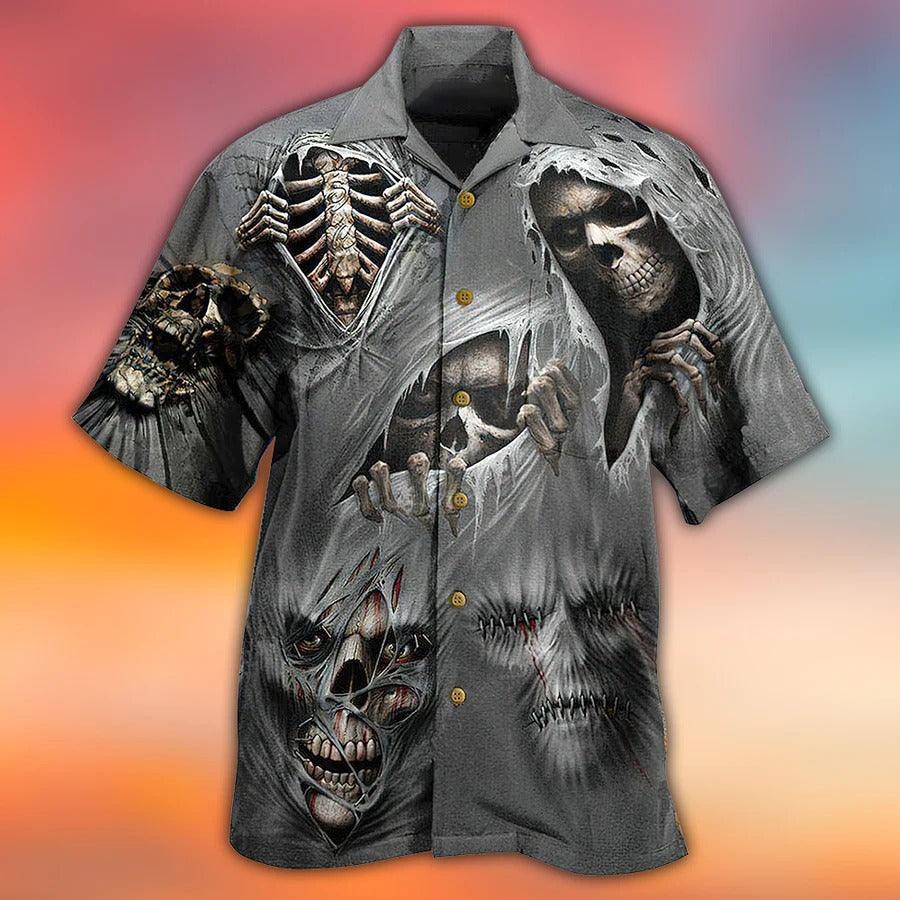 Skull Aloha Hawaiian Shirt For Summer - Skull What Scares You Excites Me Hawaiian Shirt - Marking Hawaiian Shirt - Perfect Gift For Men, Women, Skull Lover