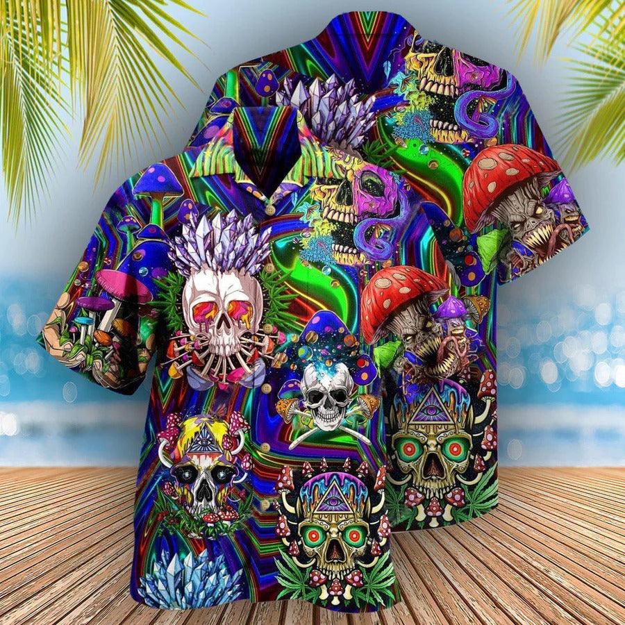 Skull Aloha Hawaiian Shirt For Summer - Skull You're Weird And I Like Hawaiian Shirt - Mushroom Hawaiian Shirt - Perfect Gift For Men, Women, Skull Lover - Image 2