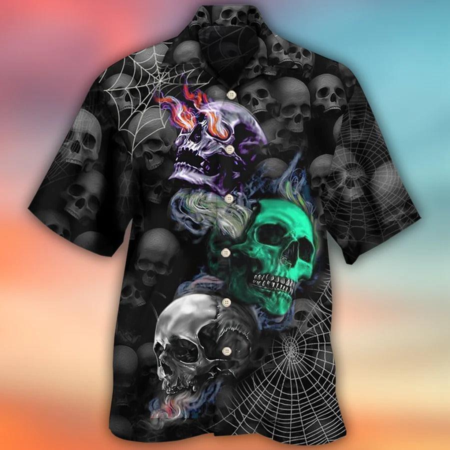 Skull Aloha Hawaiian Shirt For Summer - Stuck Between IDK IDC And IDgaf Hawaiian Shirt - Perfect Gift For Men, Women, Skull Lover - Image 2