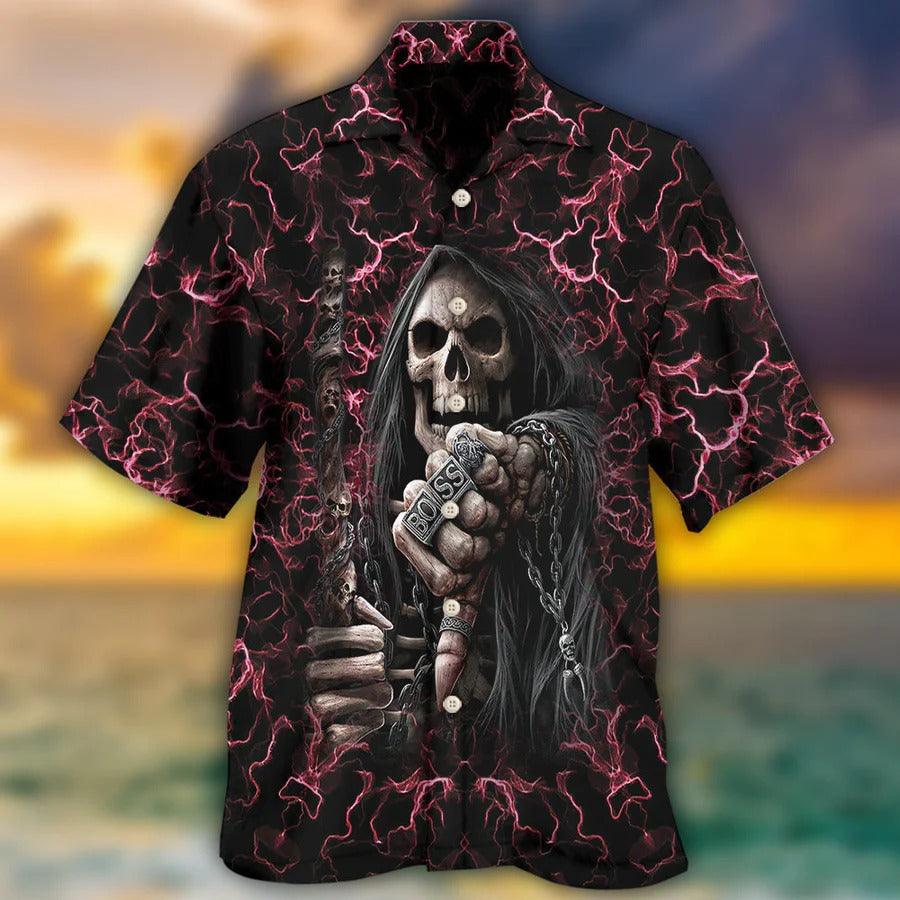 Skull Aloha Hawaiian Shirt For Summer - Your First Mistake Was To Assume I'd Be One Of The Sheep Hawaiian Shirt - Gangster Skull Hawaiian Shirt - Perfect Gift For Men, Women, Skull Lover - Image 2
