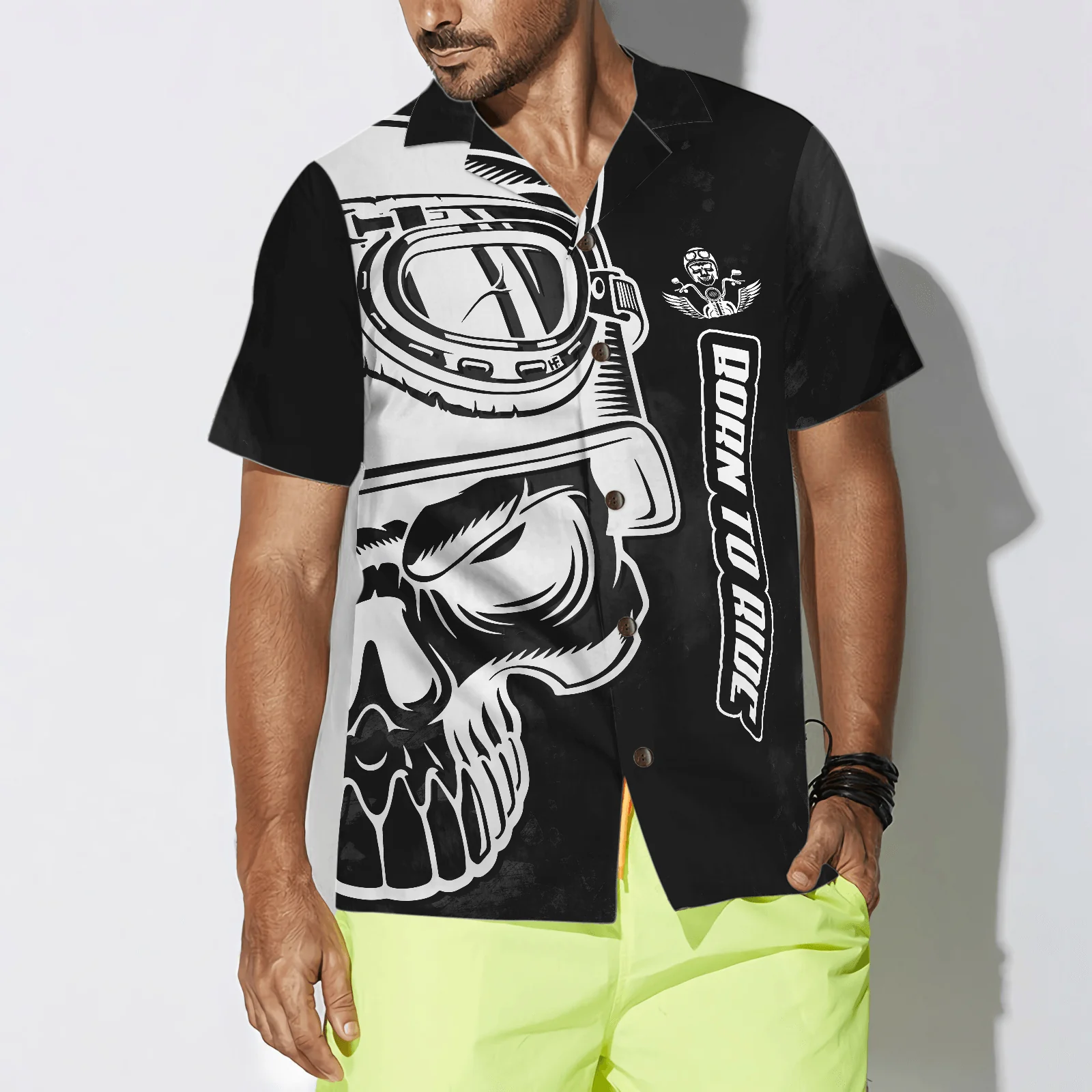 Skull Born To Ride Aloha Hawaiian Shirt For Summer, Cool Hawaiian Shirts Outfit For Men Women, Friend, Team, Cycling Lovers - Image 4