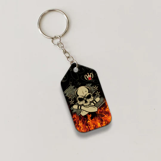 Skull Bowling In Fire Acrylic Keychain For Bowling Players - Christmas Gift For Bowling Lovers, Bowling Team, Family, Friends - Image 5
