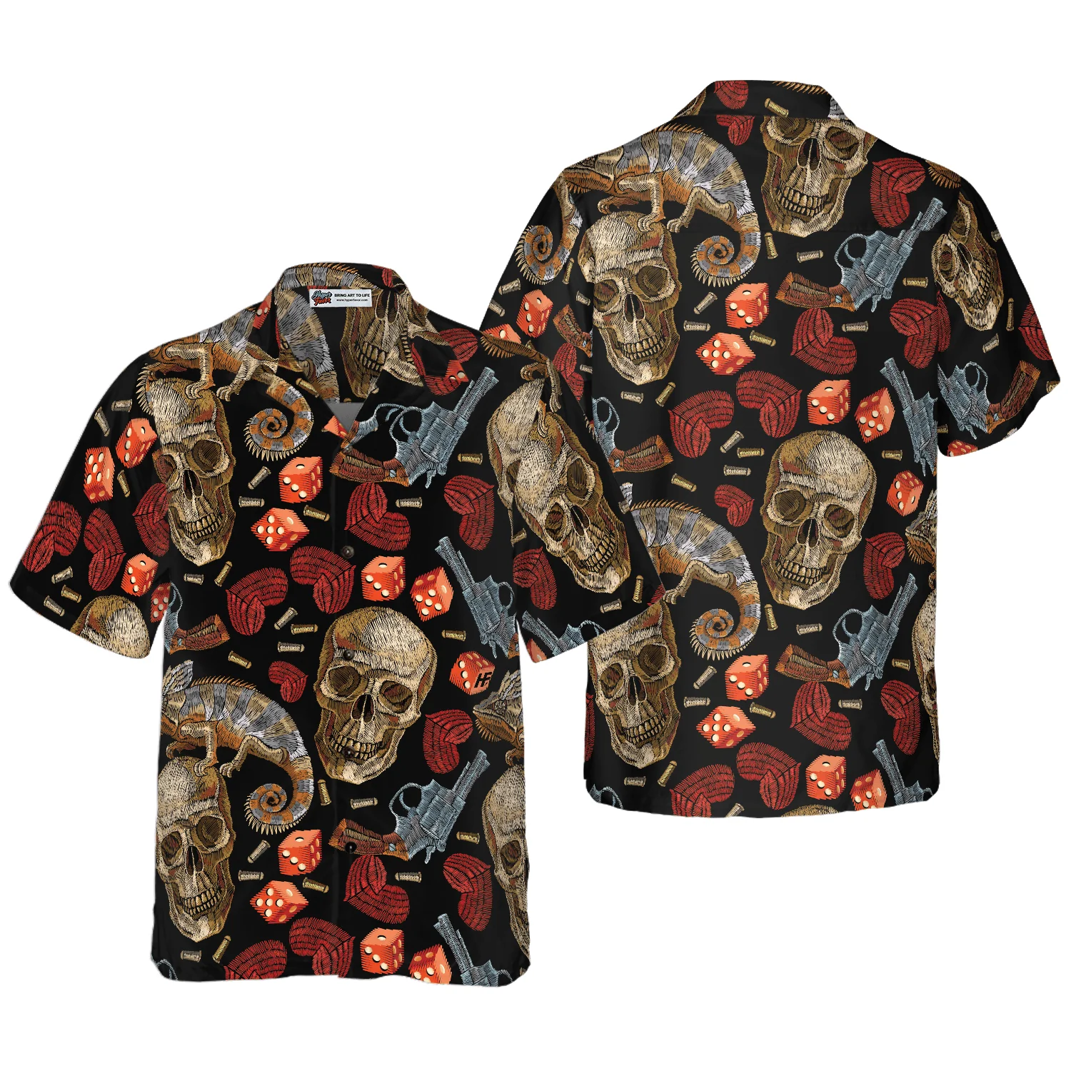 Skull Chameleon Aloha Hawaiian Shirt For Summer, Colorful Shirt For Men Women, Perfect Gift For Friend, Team, Family