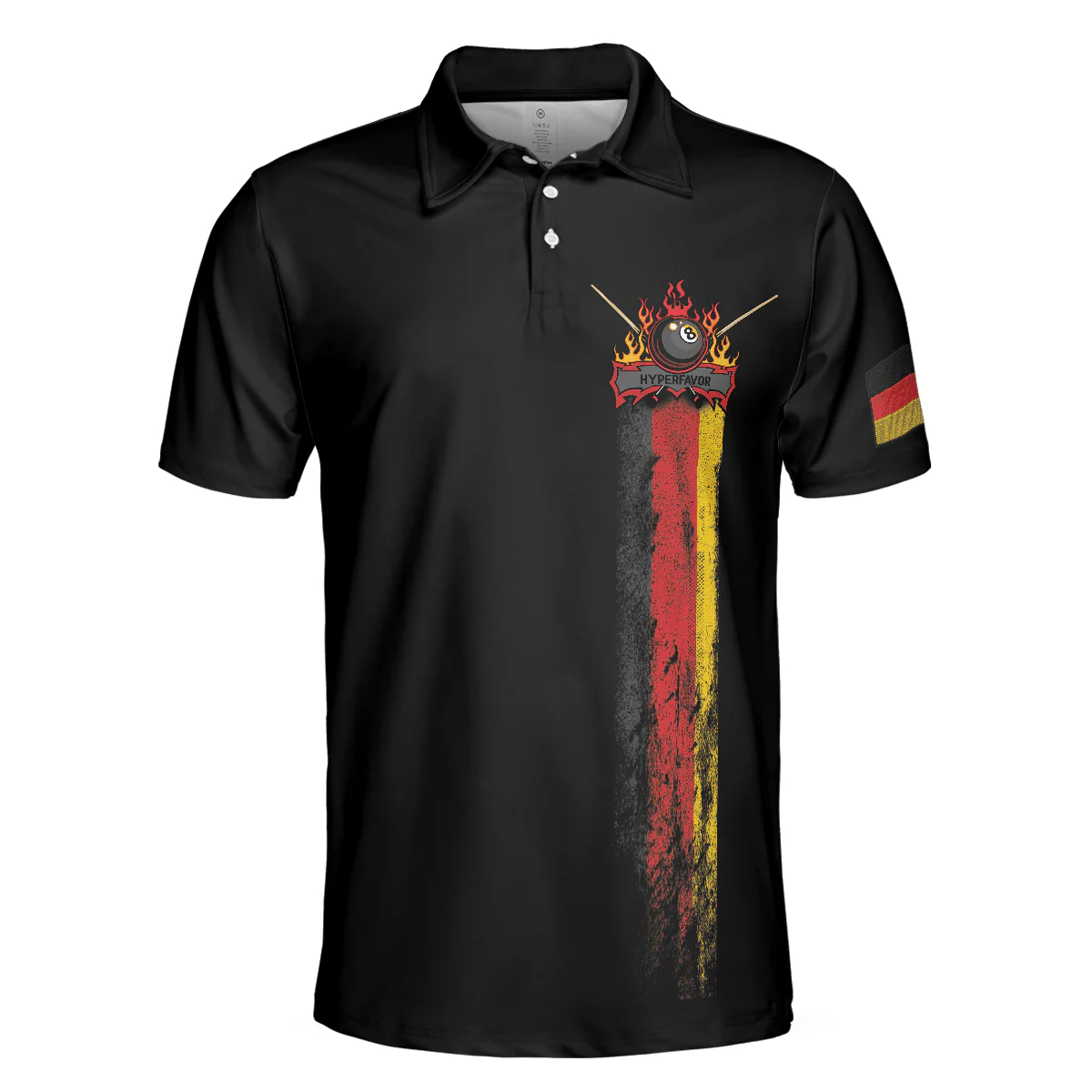 Skull German Flag Master Baiter Golf Men Polo Shirt, Black Wet Paint Skull Polo Shirt, Best Golf Shirt For Men - Image 3