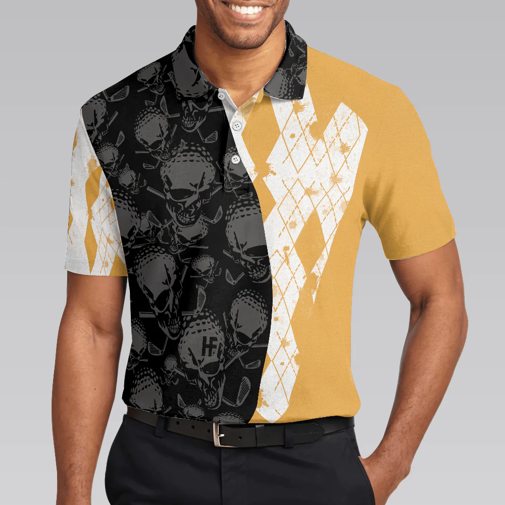 Skull Golfing Men Polo Shirt, Golf & Beer That Is Why I Am Here Skull Shirt For Men, Best Golf Shirt For Male Golfers - Image 5