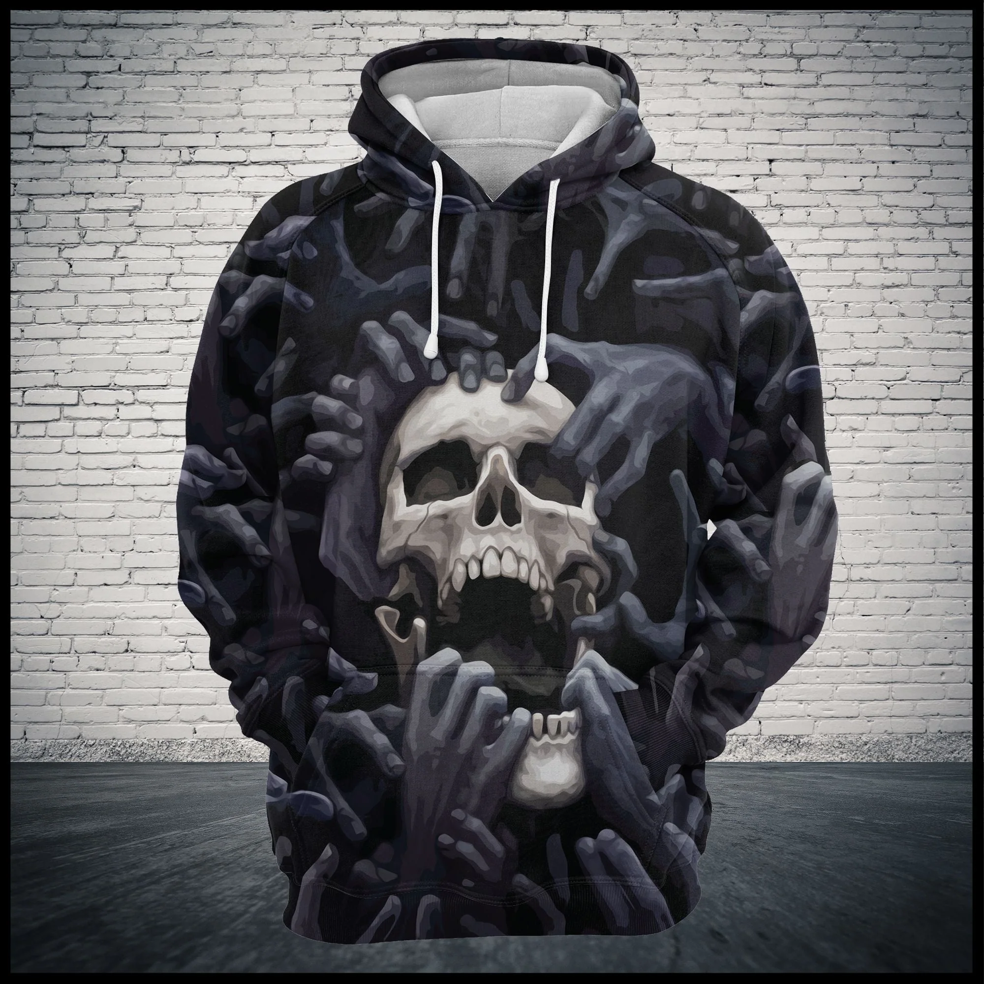 Skull Hands From The Hel Pullover Premium Hoodie, Perfect Outfit For Men And Women On Christmas New Year Autumn Winter - Image 2