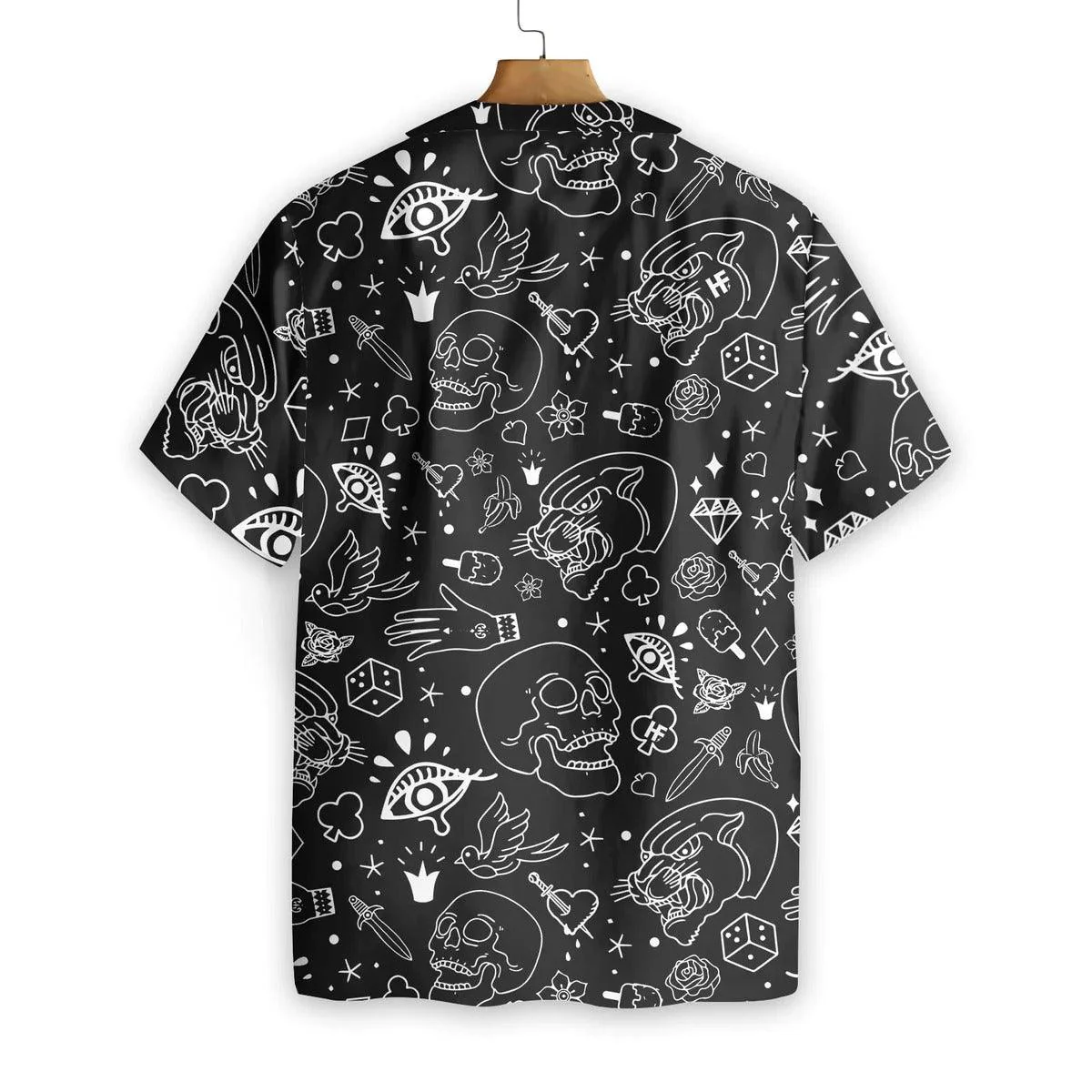 Skull Hawaiian Shirt, American Traditional Flash Tattoo Skull Hawaiian Shirt, Tattoo Aloha Shirt - Perfect Gift For Men, Women, Friend, Family - Image 3