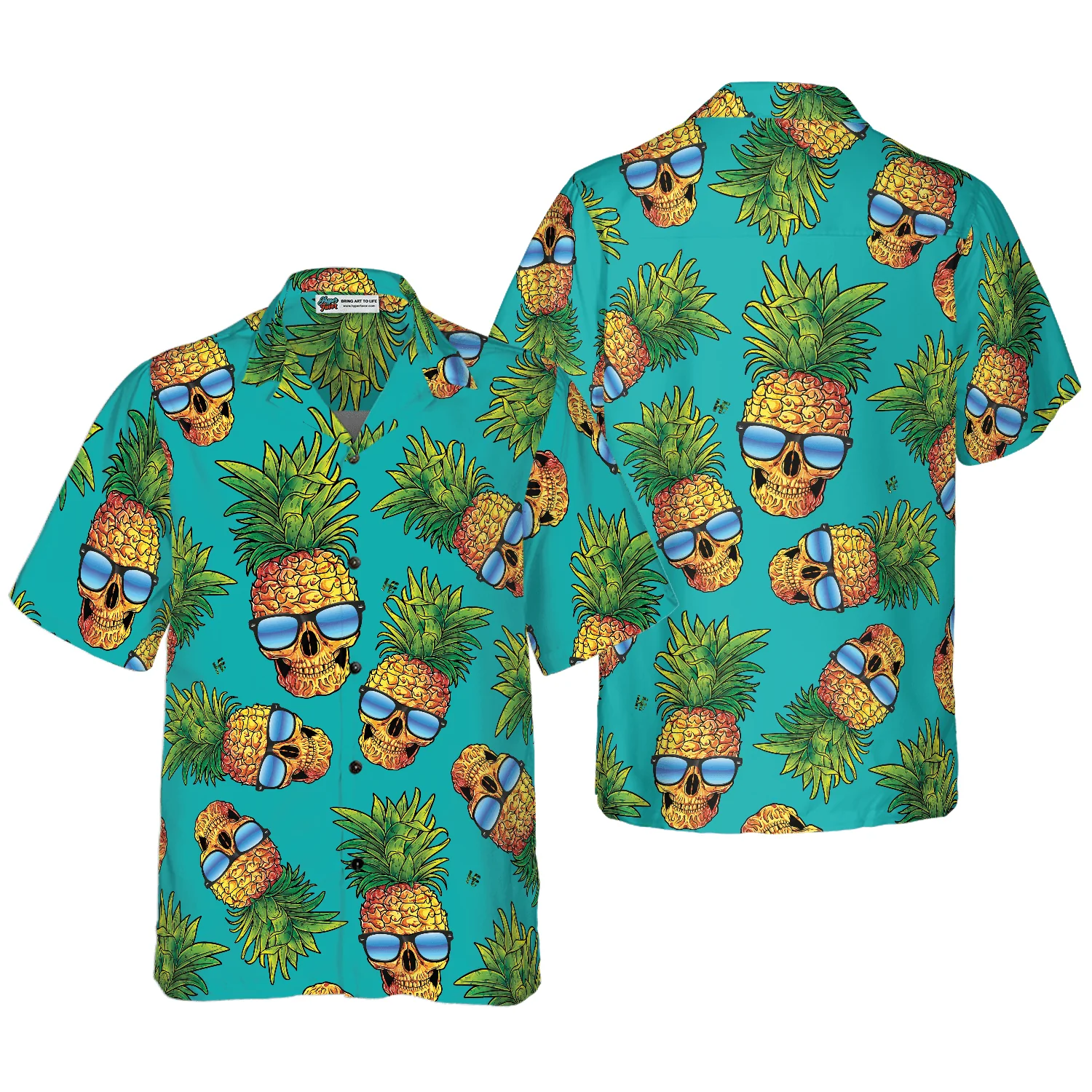 Skull Hawaiian Shirt, Pineapple Skull & The Tropical Leaves Hawaiian Shirt, Colorful Summer Aloha Shirt For Men Women, Gift For Friend, Family