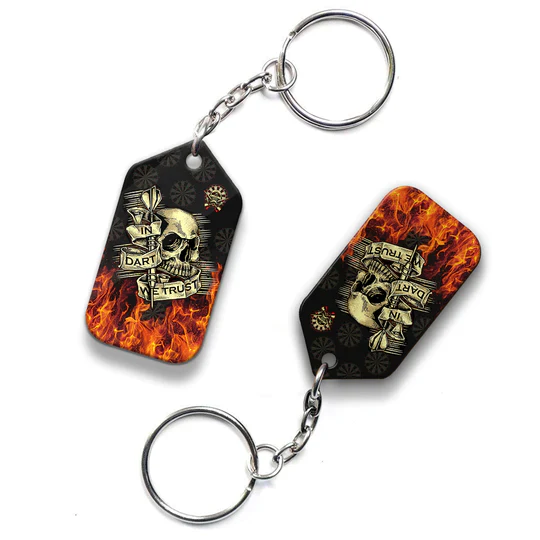 Skull In Fire In Dart We Trust Darts Acrylic Keychain For Darts Players - Christmas Gift For Darts Lovers, Darts Team, Family, Friends - Image 7