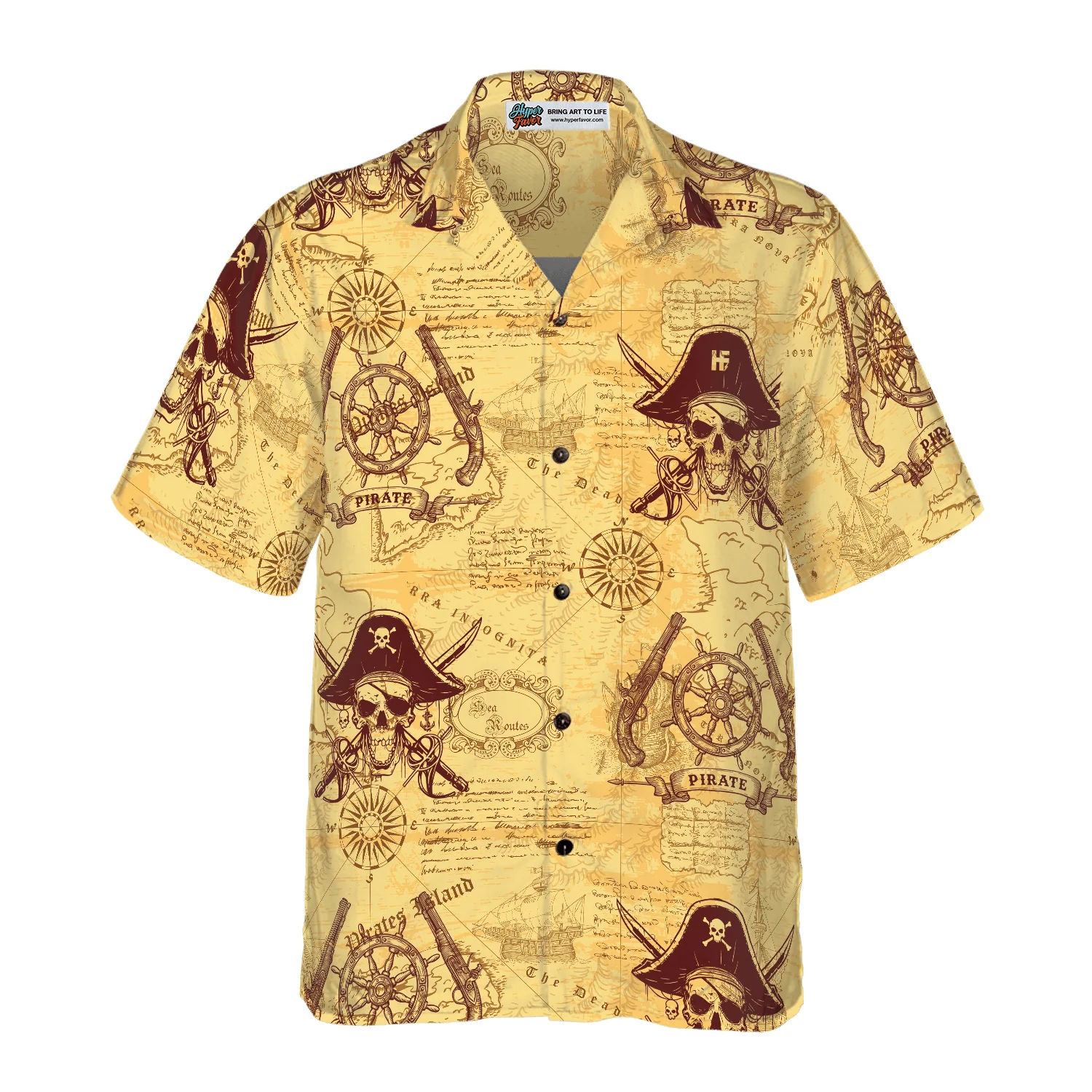 Skull Pirates Hawaiian Shirt, Skull Pirates Of The Ancient Sea Map Hawaiian Shirt For Men Women, Perfect Gift For Friend, Family, Husband, Wife - Image 4