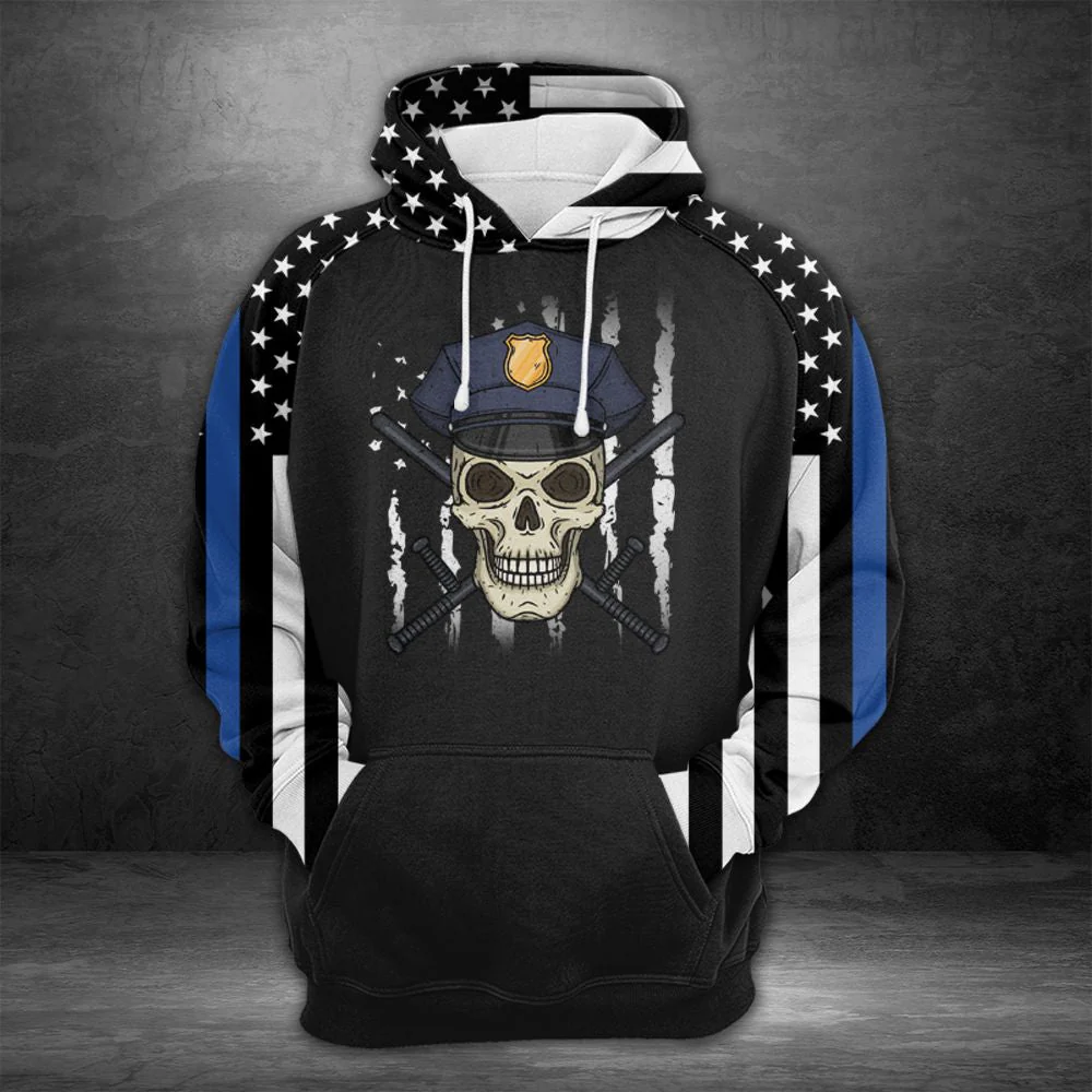 Skull Police Pullover Premium Hoodie, Perfect Outfit For Men And Women On Christmas New Year Autumn Winter - Image 2