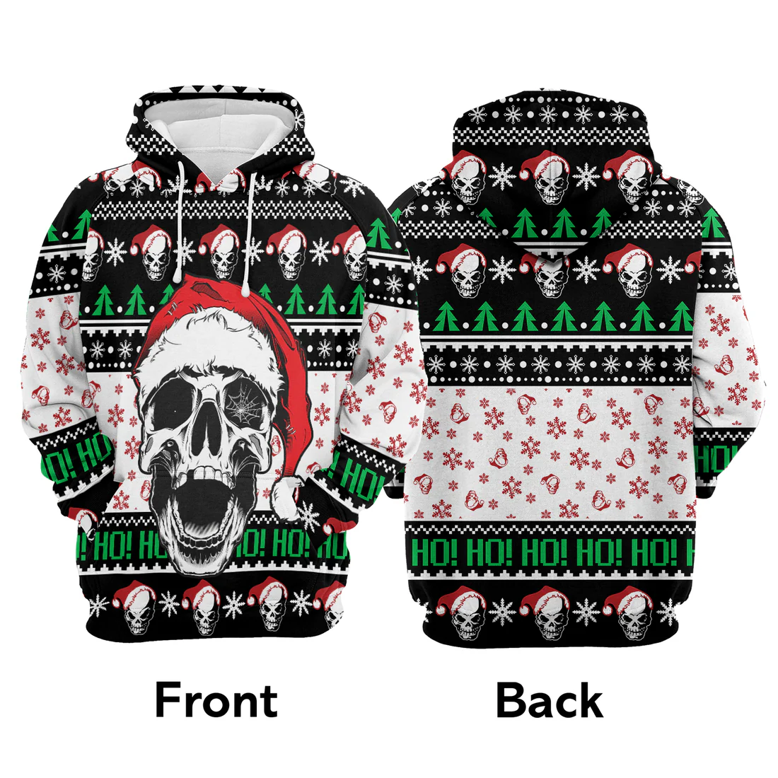 Skull Premium Christmas Hoodie, Skull Xmas Ho Ho Ho Unisex Hoodie For Men & Women - Perfect Gift For Christmas, Skull Lover - Image 3