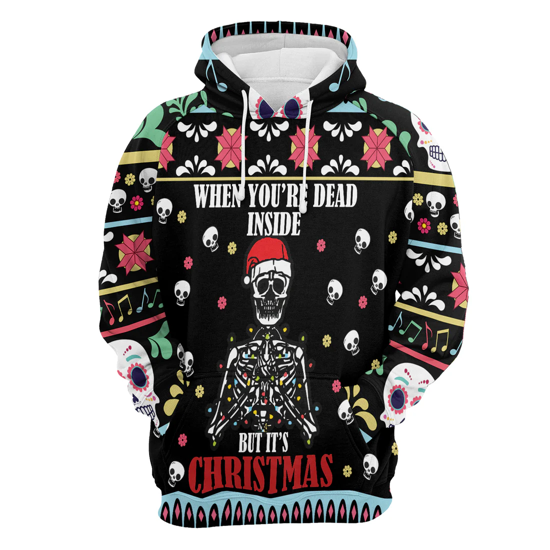 Skull Premium Christmas Hoodie, When You're Dead Inside But It's Christmas Unisex Hoodie For Men & Women - Perfect Gift For Christmas, Family - Image 4