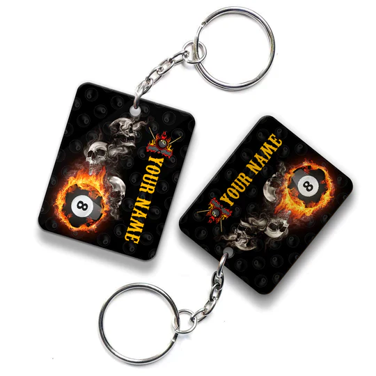 Skull Reaper Billiard Pool 8 Ball Hello Darkness Personalized Name Acrylic Keychain - Christmas Gift For Billiard Lovers, Billiard Players - Image 8