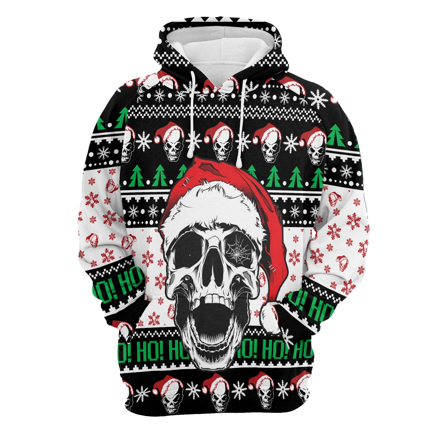 Skull Xmas Pullover Premium Hoodie HOHOHO, Perfect Outfit For Men And Women On Christmas New Year Autumn Winter
