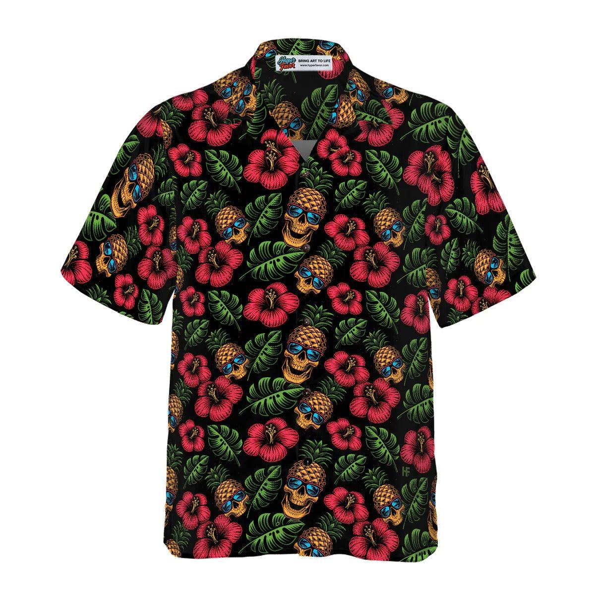 Skulls And Pineapples Hawaiian Shirt, Skulls Hawaiian Shirt, Pineapple Aloha Shirt - Perfect Gift For Men, Women, Husband, Wife, Friend, Family - Image 2