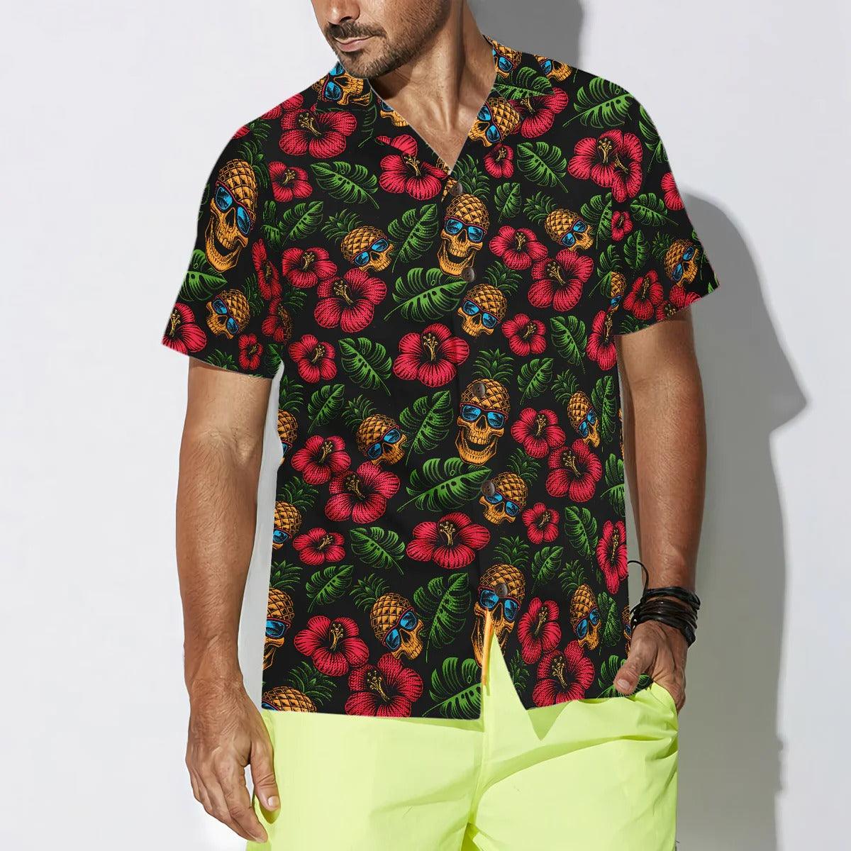 Skulls And Pineapples Hawaiian Shirt, Skulls Hawaiian Shirt, Pineapple Aloha Shirt - Perfect Gift For Men, Women, Husband, Wife, Friend, Family - Image 4