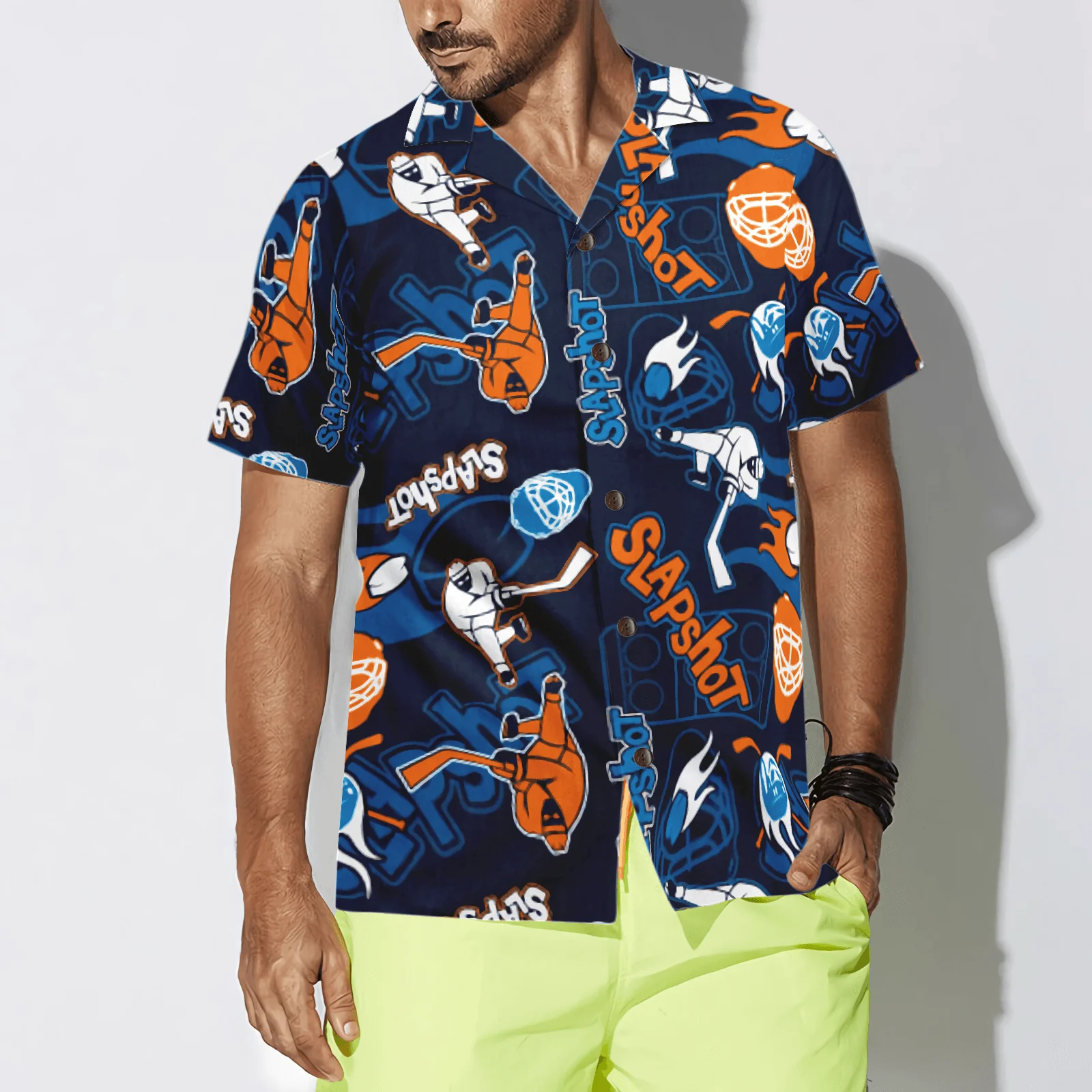 Slapshot Hockey Pattern Aloha Hawaiian Shirt For Summer, Colorful Shirt For Men Women, Perfect Gift For Friend, Team, Family, Hockey Lovers - Image 3