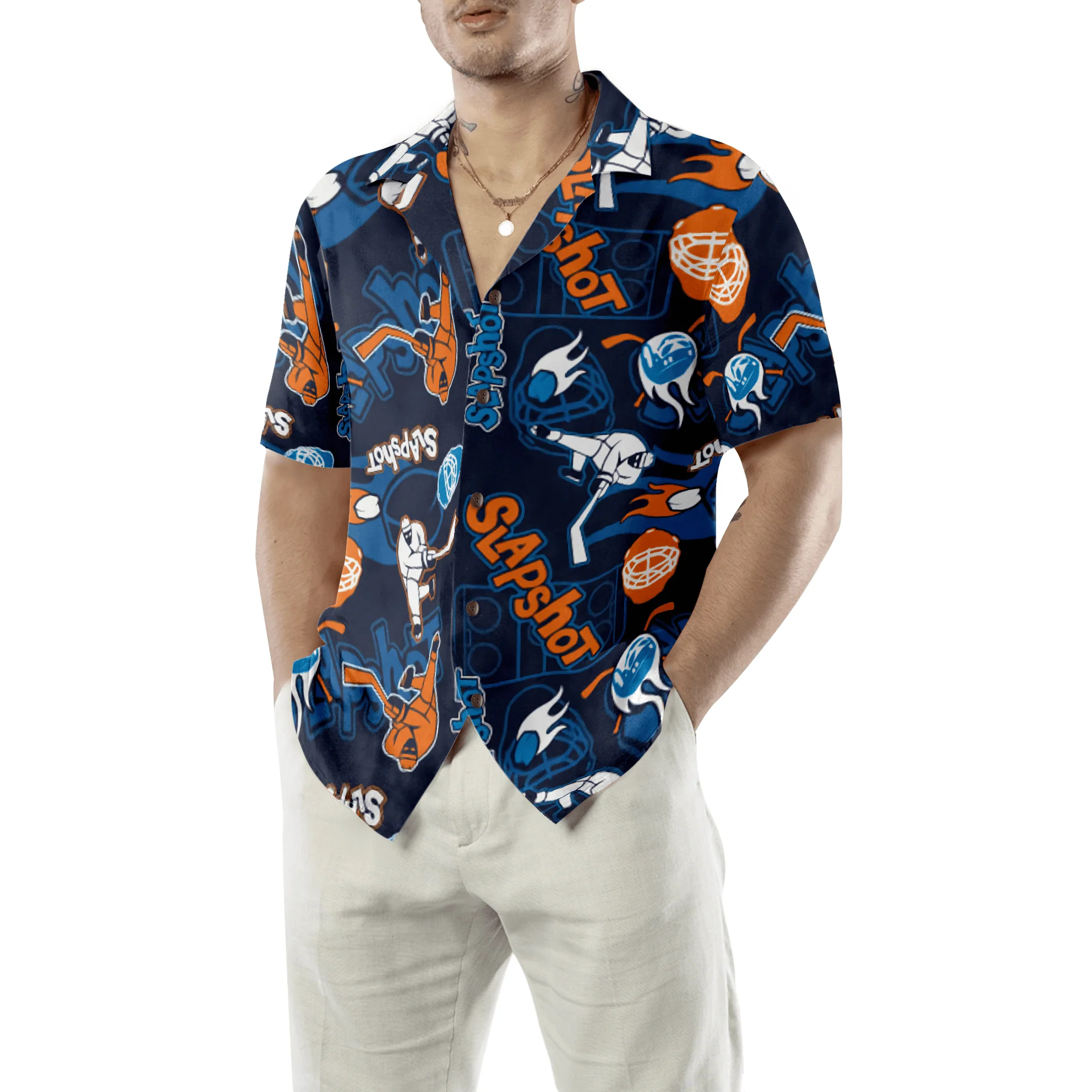 Slapshot Hockey Pattern Aloha Hawaiian Shirt For Summer, Colorful Shirt For Men Women, Perfect Gift For Friend, Team, Family, Hockey Lovers - Image 5