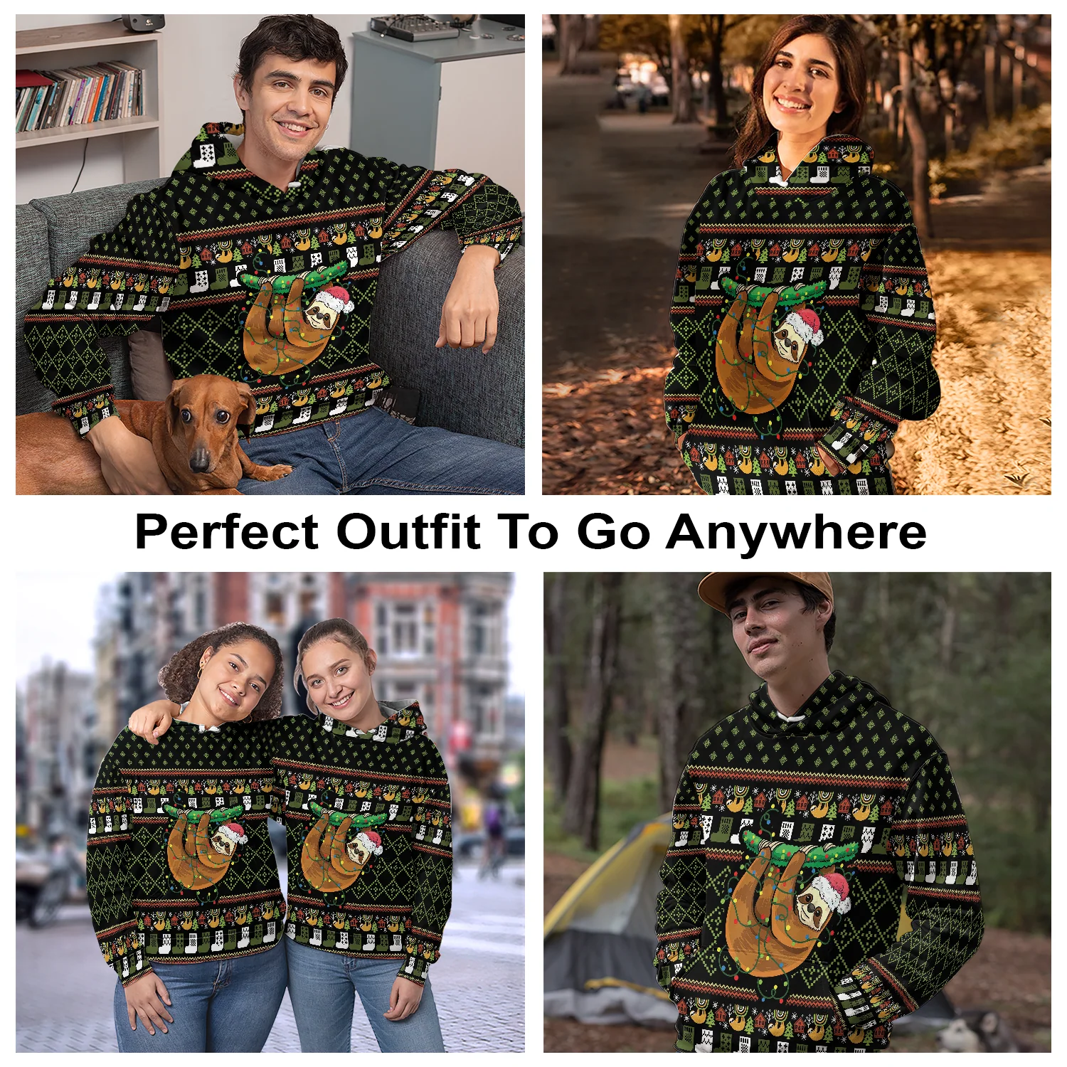 Sloth Christmas Pullover Premium Hoodie, Perfect Outfit For Men And Women On Christmas New Year Autumn Winter - Image 3