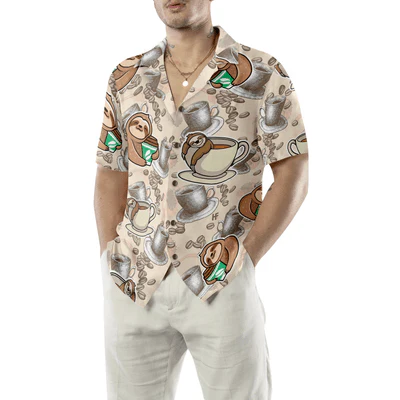 Sloth Hawaiian Shirt, Lazy Sloth, Coffee Aloha Shirt For Men - Perfect Gift For Husband, Boyfriend, Friend, Family - Image 5