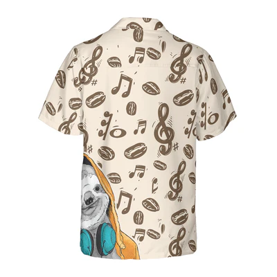 Sloth Hawaiian Shirt, Music Note And Sloth Aloha Shirt For Men - Perfect Gift For Husband, Boyfriend, Friend, Family - Image 3
