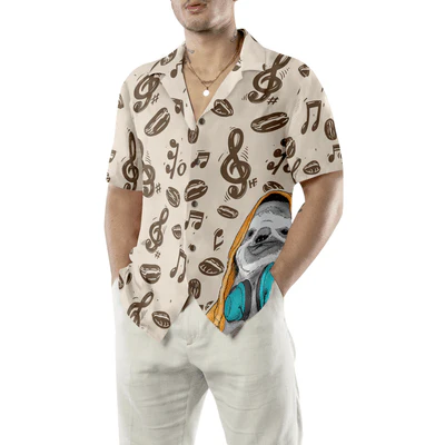 Sloth Hawaiian Shirt, Music Note And Sloth Aloha Shirt For Men - Perfect Gift For Husband, Boyfriend, Friend, Family - Image 5
