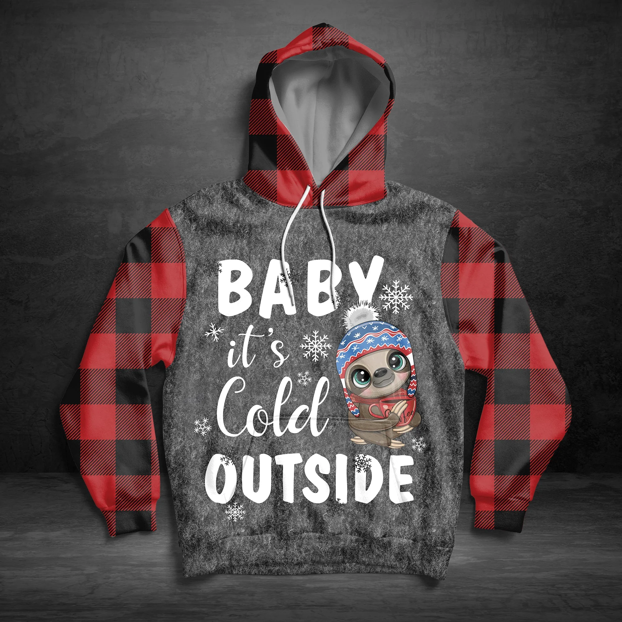 Sloth Pullover Premium Hoodie Baby It's Cold Outside, Perfect Outfit For Men And Women On Christmas New Year Autumn Winter