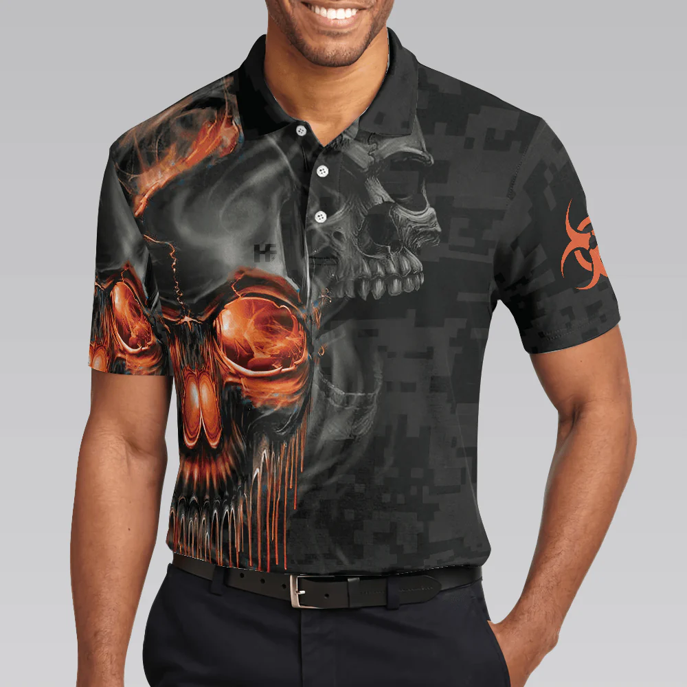 Slow Walk With Death Polo Shirt, Skull Veteran Shirt With Sayings, Best Gift For Retired Veterans - Perfect Gift For Men, Halloween - Image 2