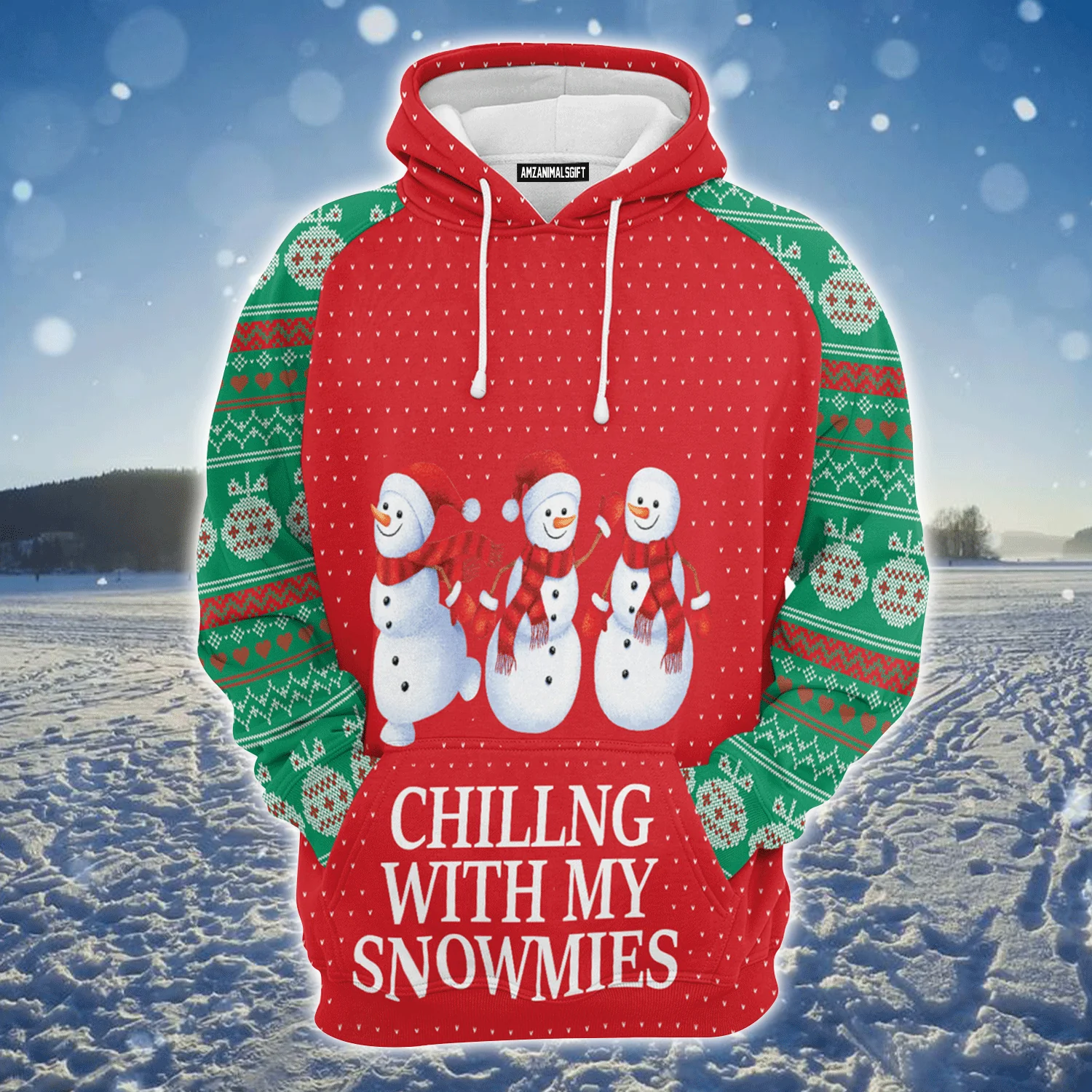 Snowmies Premium Christmas Hoodie, Chilling With My Snowmies Christmas Unisex Hoodie For Men & Women - Perfect Gift For Christmas, Family