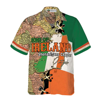 Sons Of Ireland Shenanigans Chapter Custom Name Hawaiian Shirt, Personalized Colorful Summer Aloha Shirt For Men Women, Perfect Gift For Husband, Wife